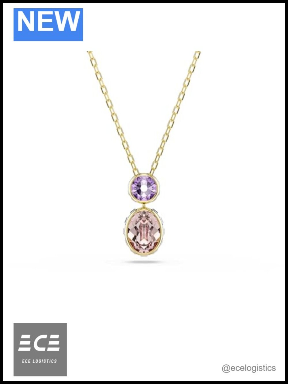 Swarovski Chroma Crystal Pendant Necklace Lobster Clasp 17.5 Inch